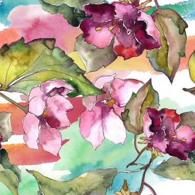 Renkli Gardenya çiçek. Sorunsuz arka plan deseni. Kumaş duvar kağıdı yazdırma doku. Arka plan, doku, sarıcı desen, çerçeve veya kenarlık için Aquarelle kır çiçeği.