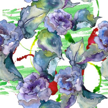 Renkli Gardenya çiçek. Sorunsuz arka plan deseni. Kumaş duvar kağıdı yazdırma doku. Arka plan, doku, sarıcı desen, çerçeve veya kenarlık için Aquarelle kır çiçeği.
