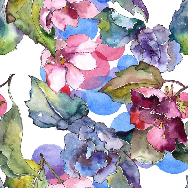 カラフルなクチナシの花 シームレスな背景パターン 壁紙印刷手触りの生地 テクスチャ ラッパー パターン フレームや境界線の Aquarelle ワイルドフラワー — ストック写真