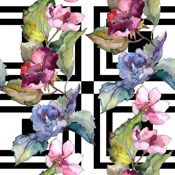 Renkli Gardenya çiçek. Sorunsuz arka plan deseni. Kumaş duvar kağıdı yazdırma doku. Arka plan, doku, sarıcı desen, çerçeve veya kenarlık için Aquarelle kır çiçeği.