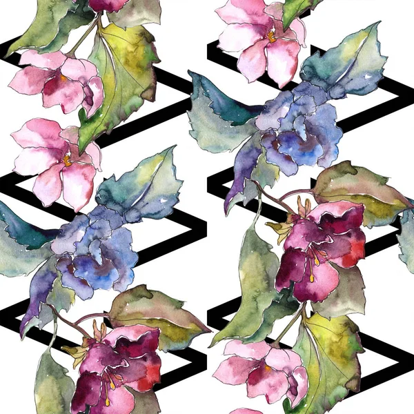 Renkli Gardenya çiçek. Sorunsuz arka plan deseni. Kumaş duvar kağıdı yazdırma doku. Arka plan, doku, sarıcı desen, çerçeve veya kenarlık için Aquarelle kır çiçeği.