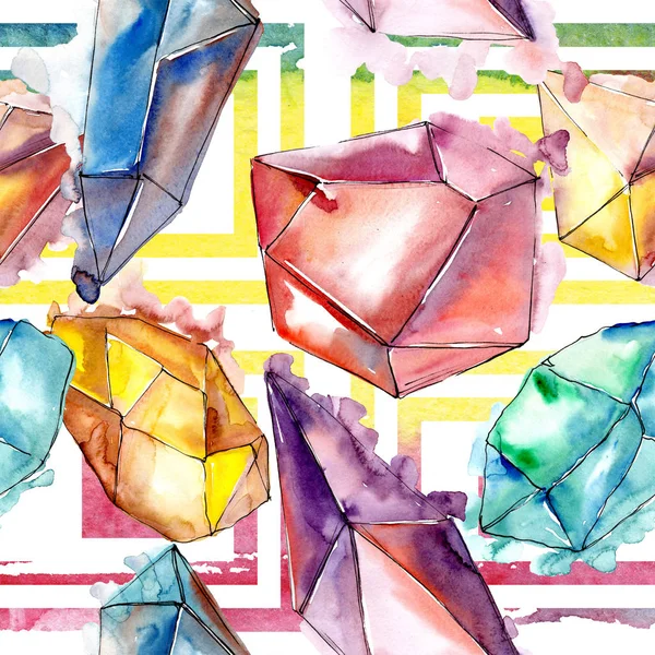 Colorful Diamond Rock Jewelry Mineral Seamless Background Pattern Fabric Wallpaper — Stock Photo, Image