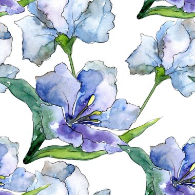 Mor ve mavi alstroemeria çiçekler. Sorunsuz arka plan deseni. Kumaş duvar kağıdı yazdırma doku. Arka plan, doku, sarıcı desen, çerçeve veya kenarlık için Aquarelle kır çiçeği.