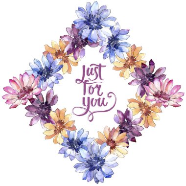 Renkli güller. Botanik çiçek. Çerçeve kenarlığı süsleme Meydanı. Arka plan, doku, sarıcı desen, çerçeve veya kenarlık için Aquarelle kır çiçeği.