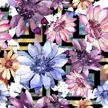 Renkli güller. Botanik çiçek. Sorunsuz arka plan deseni.