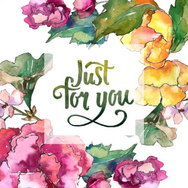 Pembe ve sarı gardania çiçek. Botanik çiçek. Çerçeve kenarlığı süsleme Meydanı.