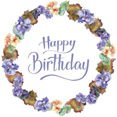 Mor ve turuncu gardania çiçek. Botanik çiçek. İzole illüstrasyon öğesi.