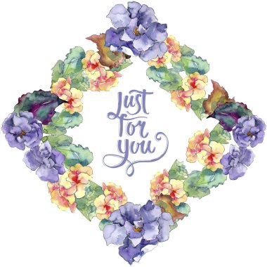 Mor ve turuncu gardania çiçek. Botanik çiçek. İzole illüstrasyon öğesi.