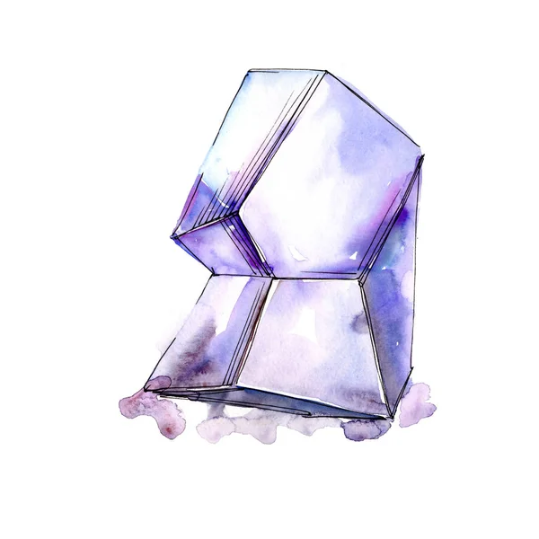 Lila Diamond Rock Smycken Mineral Isolerade Illustration Element Geometriska Kvarts — Stockfoto