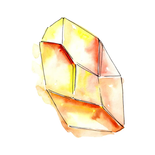 Laranja Diamante Pedra Jóias Mineral Isolado Elemento Ilustração Quartzo Geométrico — Fotografia de Stock