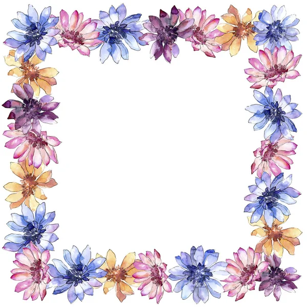 Kolorowe gerbery. Botaniczny kwiat kwiatowy. Ramki granicznej ornament square. — Zdjęcie stockowe