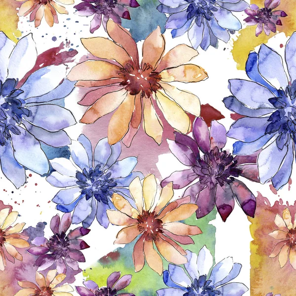 Πολύχρωμα λουλούδια Gerbera. Floral βοτανικό λουλούδι. Απρόσκοπτη υπόβαθρο μοτίβο. — Φωτογραφία Αρχείου