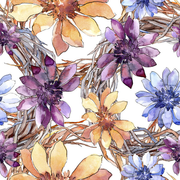 Colorful african daisy. Floral botanical flower.Seamless background pattern.