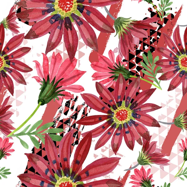 Piros Gazania Virág Virágos Botanikai Virág Varratmentes Háttérben Minta Szövet — Stock Fotó