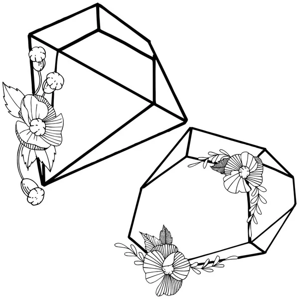 矢量金刚石岩石首饰矿物 独立的插图元素 几何石英多边形水晶石马赛克形状紫水晶宝石 — 图库矢量图片