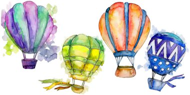 Sıcak hava balon arka plan fly hava taşıma illüstrasyon. İzole illüstrasyon öğesi.