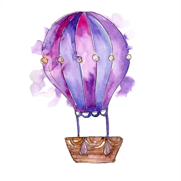 Purple hot air balloon background fly air transport illustration. Isolated illustration element.