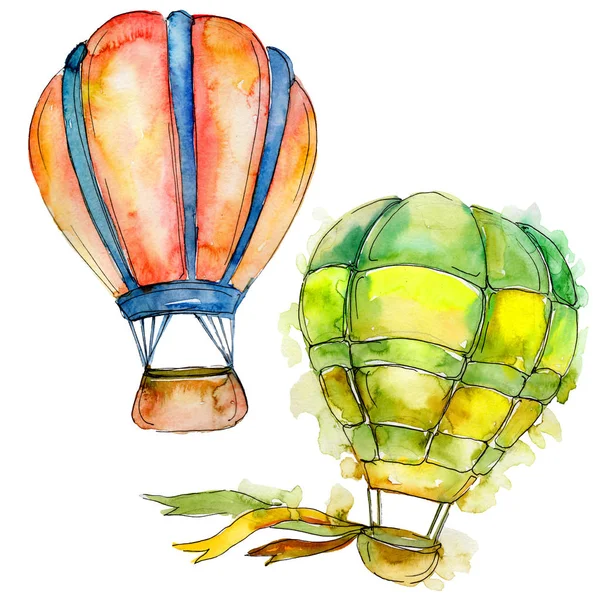 Narancs Zöld Hőlégballonok Háttér Fly Légi Közlekedési Illusztráció Elszigetelt Ábra — Stock Fotó