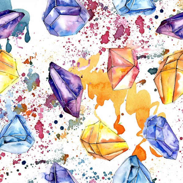 Kleurrijke Diamant Rock Sieraden Mineraal Naadloze Achtergrondpatroon Structuur Behang Print — Stockfoto