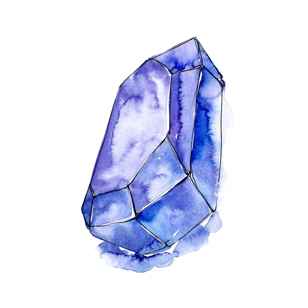 Blue Diamond Rock Smycken Mineral Isolerade Illustration Element Geometriska Kvarts — Stockfoto