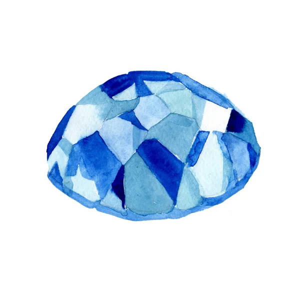 Blauer Diamantfelsenschmuck Mineral Isoliertes Illustrationselement Geometrische Quarz Polygon Kristall Stein — Stockfoto