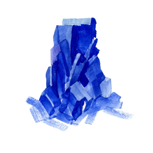 Blauer Diamantfelsenschmuck Mineral Isoliertes Illustrationselement Geometrische Quarz Polygon Kristall Stein — Stockfoto