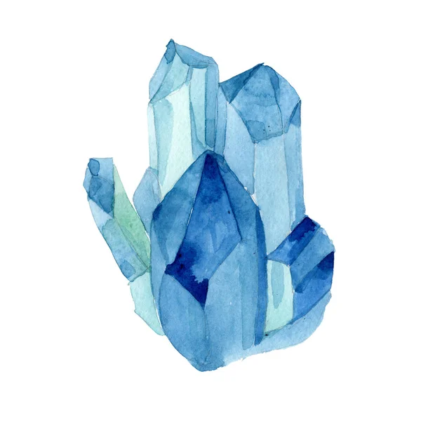 Blue Diamond Šperky Hornin Izolované Ilustrace Prvek Geometrický Křemen Mnohoúhelník — Stock fotografie