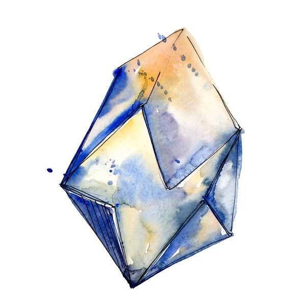 Mavi Elmas Taş Takı Mineral Zole Illüstrasyon Öğesi Geometrik Kuvars — Stok fotoğraf