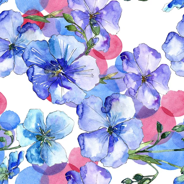 Flores Lino Azul Patrón Fondo Sin Costuras Textura Impresión Papel — Foto de Stock