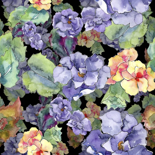 Purple Orange Gardania Flowers Seamless Background Pattern Fabric Wallpaper Print — Stock Photo, Image