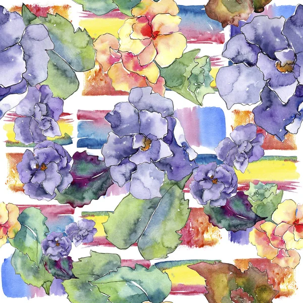 Purple Orange Gardania Flowers Seamless Background Pattern Fabric Wallpaper Print — Stock Photo, Image