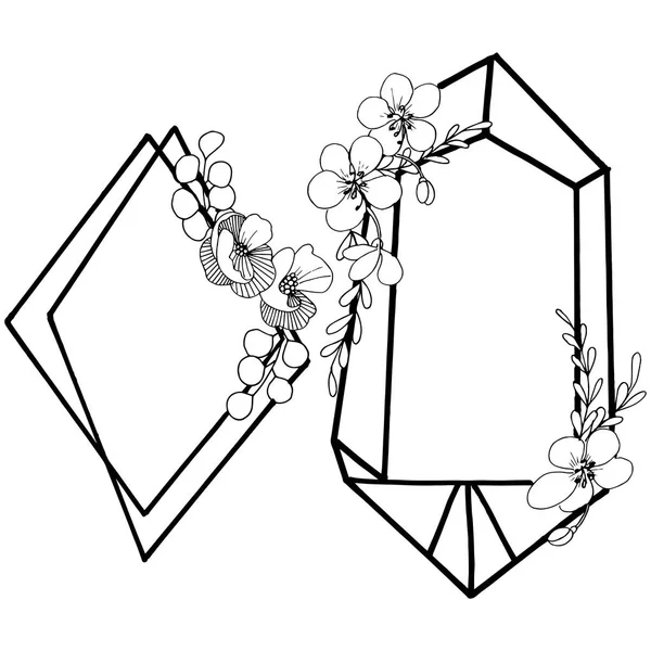 矢量金刚石岩石首饰矿物 独立的插图元素 几何石英多边形水晶石马赛克形状紫水晶宝石 — 图库矢量图片