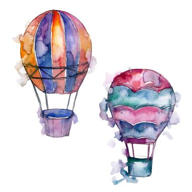 Sıcak hava balon arka plan fly hava taşıma illüstrasyon. İzole illüstrasyon öğesi.