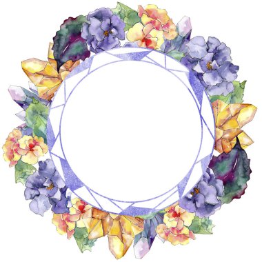 Mor ve turuncu gardania çiçek. Botanik çiçek. İzole illüstrasyon öğesi. Arka plan, doku, sarıcı desen, çerçeve veya kenarlık için Aquarelle kır çiçeği.