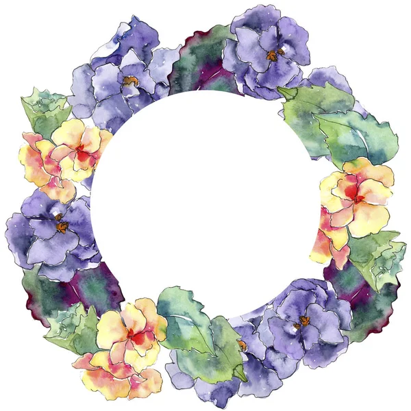 紫色和橙色的 Gardania 花卉植物花 独立的插图元素 包装图案 框架或边框的水彩画野花 — 图库照片