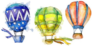 Sıcak hava balon arka plan fly hava taşıma illüstrasyon. İzole illüstrasyon öğesi.