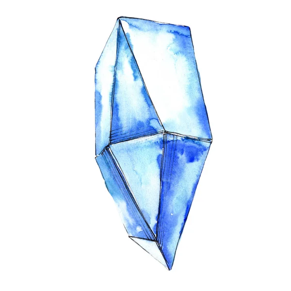 Blue Diamond Šperky Hornin Izolované Ilustrace Prvek Geometrický Křemen Mnohoúhelník — Stock fotografie