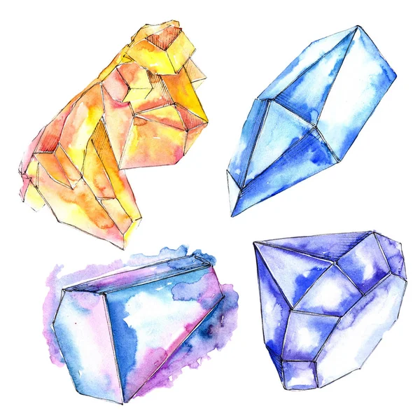 Orange Och Blå Diamanter Rock Smycken Mineral Isolerade Illustration Element — Stockfoto