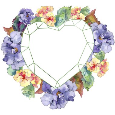 Mor ve turuncu gardania çiçek. Botanik çiçek. İzole illüstrasyon öğesi. Arka plan, doku, sarıcı desen, çerçeve veya kenarlık için Aquarelle kır çiçeği.