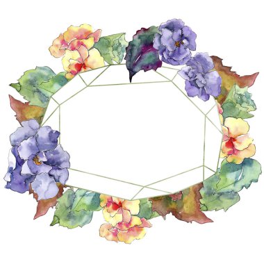 Mor ve turuncu gardania çiçek. Botanik çiçek. İzole illüstrasyon öğesi. Arka plan, doku, sarıcı desen, çerçeve veya kenarlık için Aquarelle kır çiçeği.