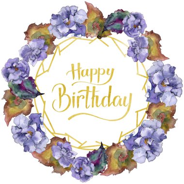 Mor ve turuncu gardania çiçek. Botanik çiçek. İzole illüstrasyon öğesi. Arka plan, doku, sarıcı desen, çerçeve veya kenarlık için Aquarelle kır çiçeği.