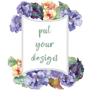Mor ve turuncu gardania çiçek. Botanik çiçek. İzole illüstrasyon öğesi. Arka plan, doku, sarıcı desen, çerçeve veya kenarlık için Aquarelle kır çiçeği.