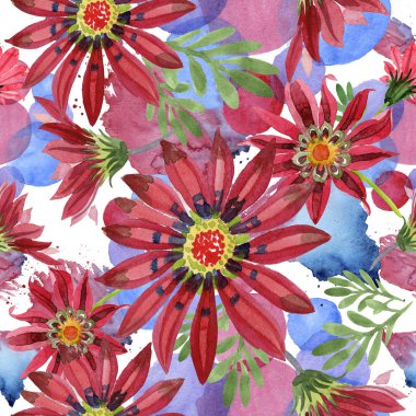 Kırmızı gazania çiçek. Botanik çiçek. Sorunsuz arka plan deseni.