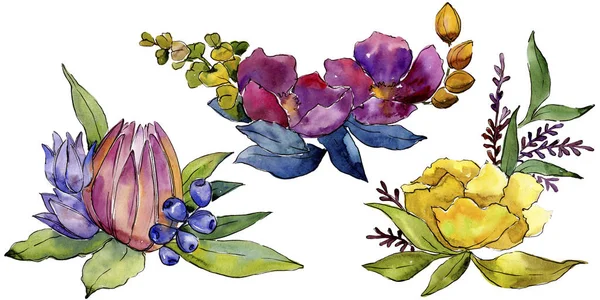 Renkli Buket Tropik Çiçekler Botanik Çiçek Zole Illüstrasyon Öğesi Arka — Stok fotoğraf
