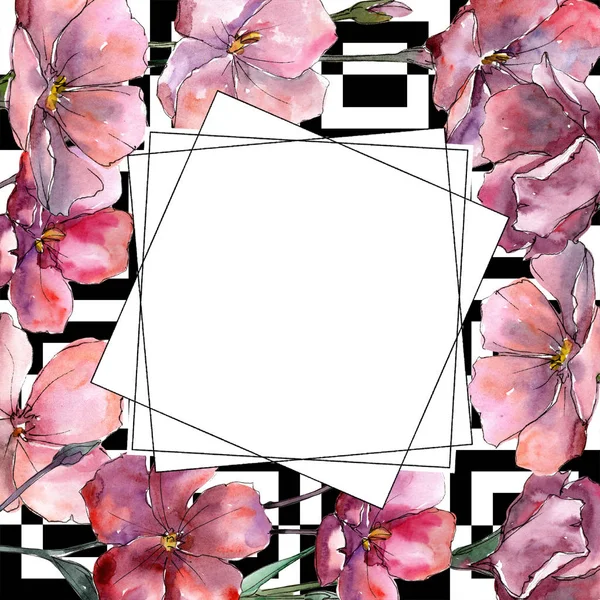 Fiordaliso Rosa Fiore Botanico Floreale Quadrato Ornamento Bordo Cornice Fiordaliso — Foto Stock