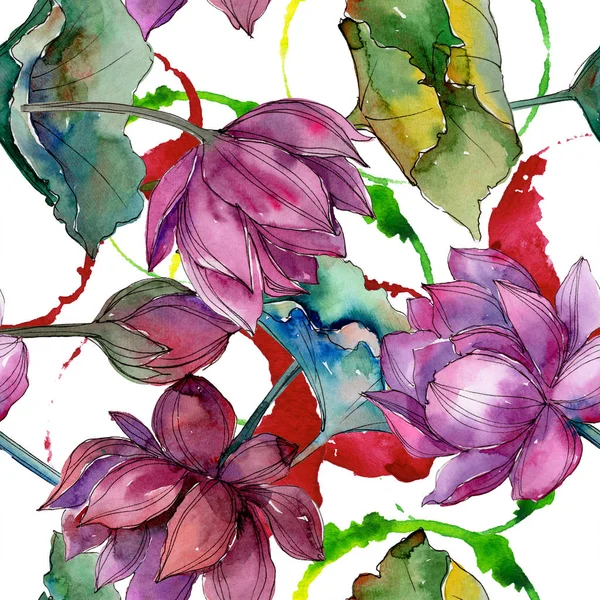 Розовый Цветок Лотоса Цветочный Ботанический Цветок Бесшовный Фон Ткань Обои — стоковое фото