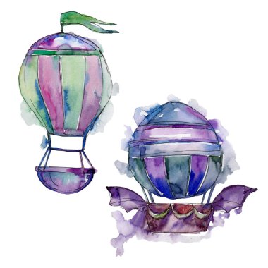 Sıcak hava balon arka plan fly hava taşıma illüstrasyon. İzole illüstrasyon öğesi.