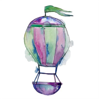 Sıcak hava balon arka plan fly hava taşıma illüstrasyon. İzole illüstrasyon öğesi.