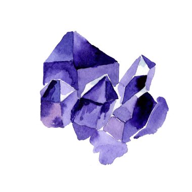 Mavi elmas taş takı mineral. İzole illüstrasyon öğesi. Geometrik kuvars çokgen kristal taş mozaik şekil Ametist mücevher.