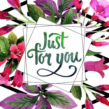 Sulu boya pembe weigela florida çiçekler. Botanik çiçek. Çerçeve kenarlığı süsleme Meydanı. Arka plan, doku, sarıcı desen, çerçeve veya kenarlık için Aquarelle kır çiçeği.